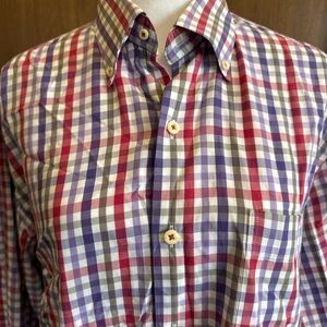 Peter Millar Red and Purple Checkered Shirt
